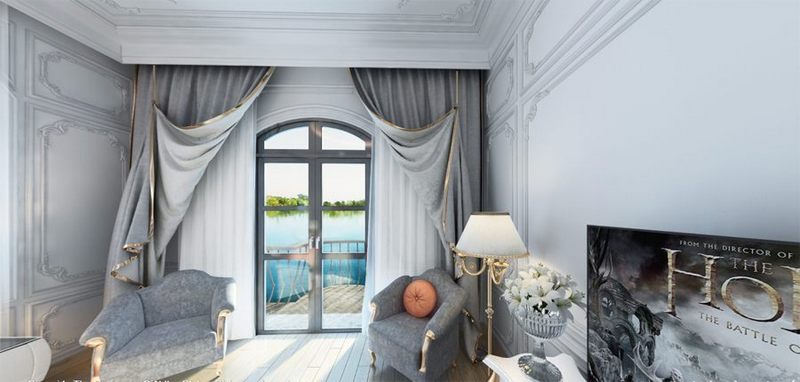 Mẫu thiết kế nội thất biệt thự Vinhomes Riverside The Harmony phong cách Pháp tiểu khu Phong Lan phòng ngủ master Mẫu thiết kế nội thất biệt thự Vinhomes Riverside The Harmony phong cách Pháp tiểu khu Phong Lan phòng ngủ master