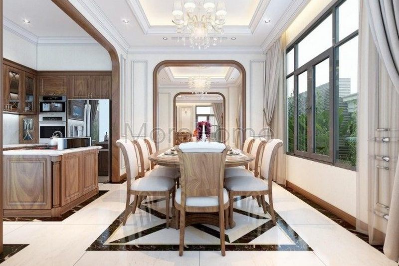 Bàn ăn đẹp cho biệt thự Bàn ăn tân cổ điển đẹp cho biệt thự