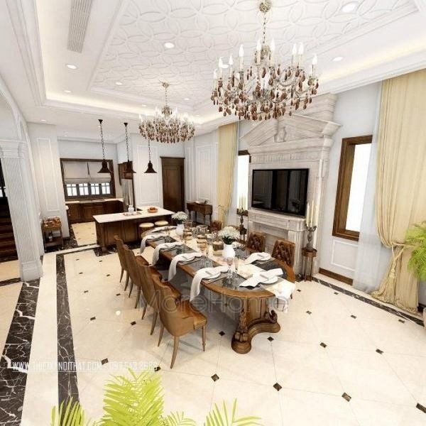 Bàn ăn đẹp cho biệt thự Bàn ăn tân cổ điển đẹp cho biệt thự