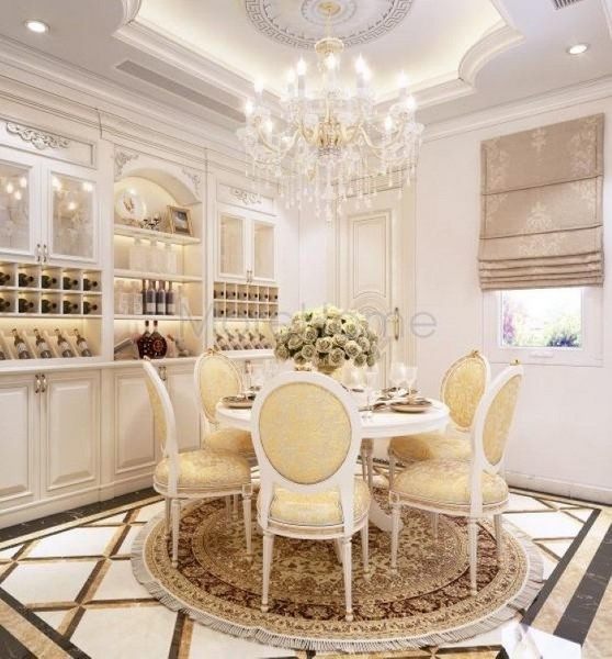 Bàn ăn đẹp cho biệt thự Bàn ăn tân cổ điển đẹp cho biệt thự