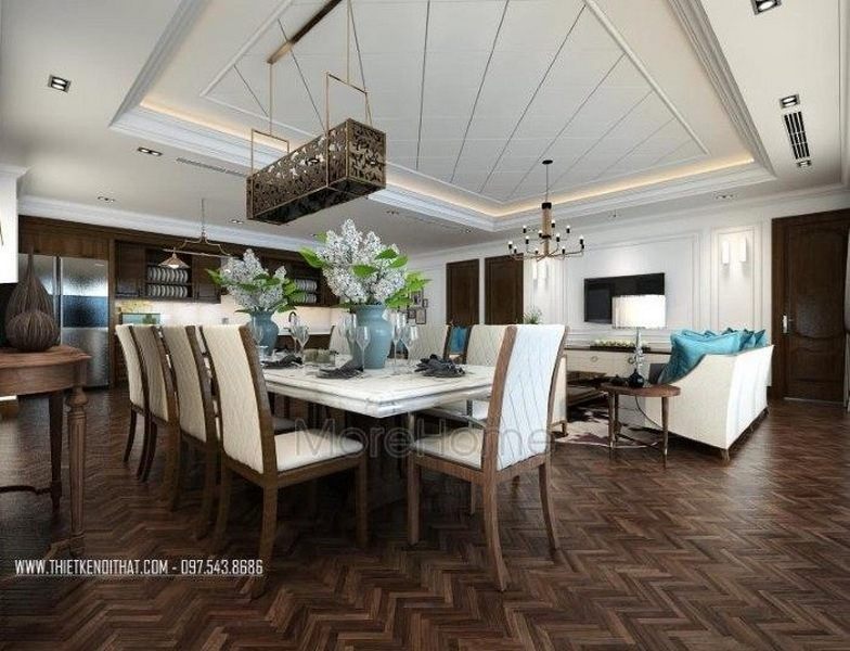 Bàn ăn đẹp cho biệt thự Bàn ăn tân cổ điển đẹp cho biệt thự