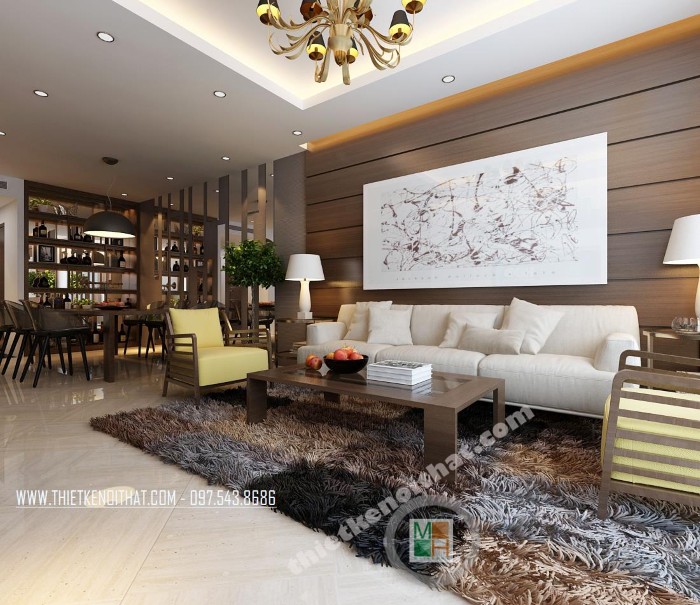 thiết kế phòng khách liên thông phòng bếp