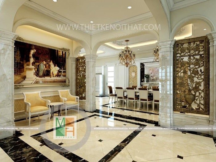 Thiết kế đại sảnh đẹp cho biệt thự