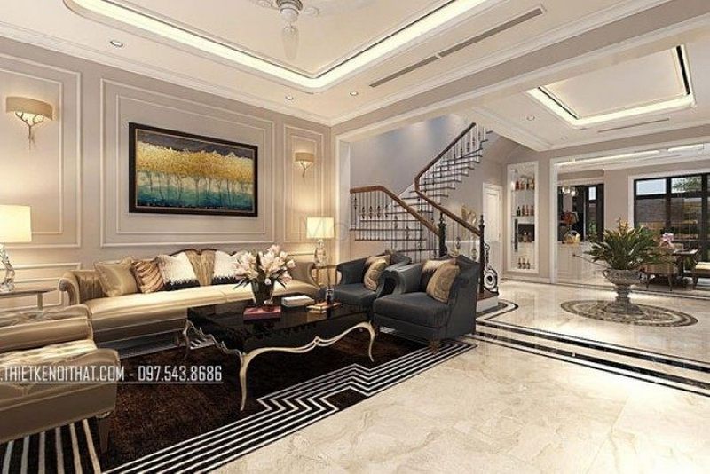 Thiết kế đại sảnh đẹp cho biệt thự