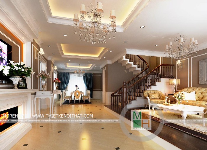 Thiết kế đại sảnh đẹp cho biệt thự