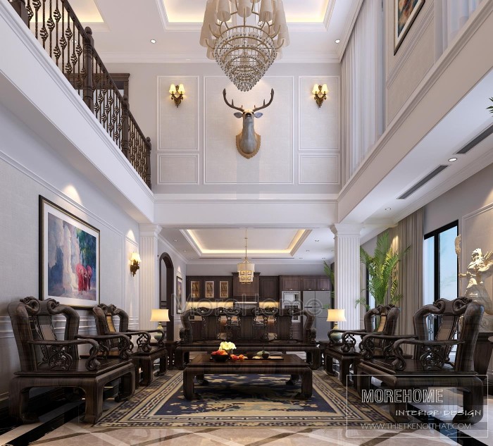 Thiết kế phòng khách thông tầng