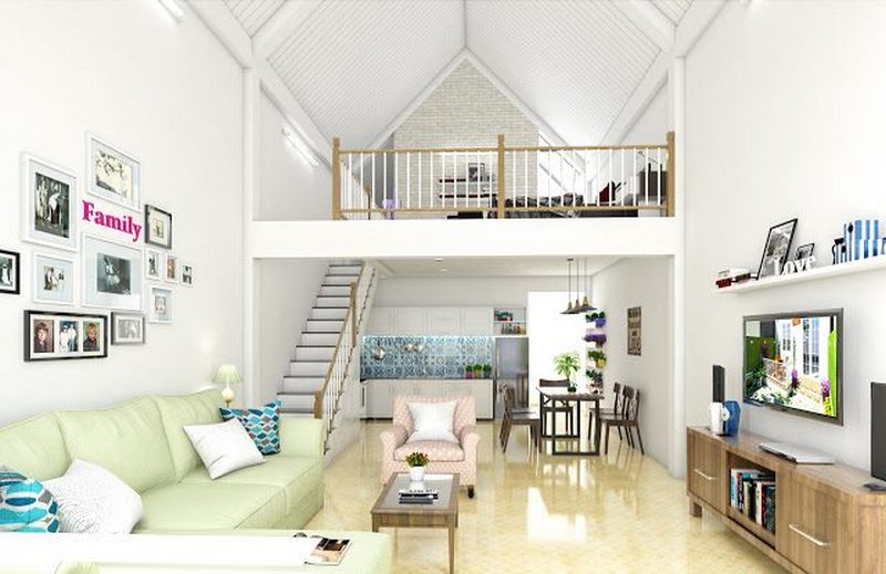 Mẫu nhà cấp 4 có gác lửng 3 phòng ngủ Thiết kế nhà cấp 4 gác lửng có 3 phòng ngủ