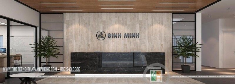 Thiết kế sảnh lễ tân công ty Bình Minh Thiết kế văn phòng tại Hà Nội