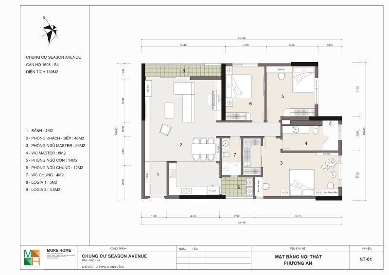 Thiết kế nội thất chung cư 139m2 Thiết kế nội thất chung cư 139m2