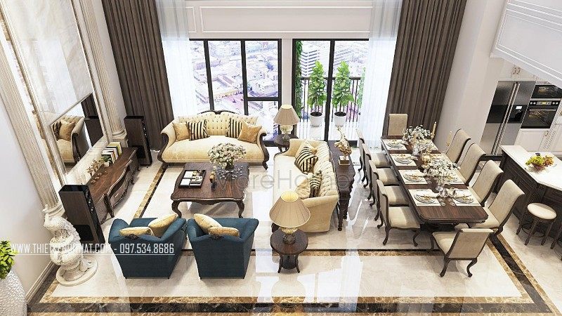 Thiết kế phòng khách tân cổ điển Thiết kế phòng khách tân cổ điển
