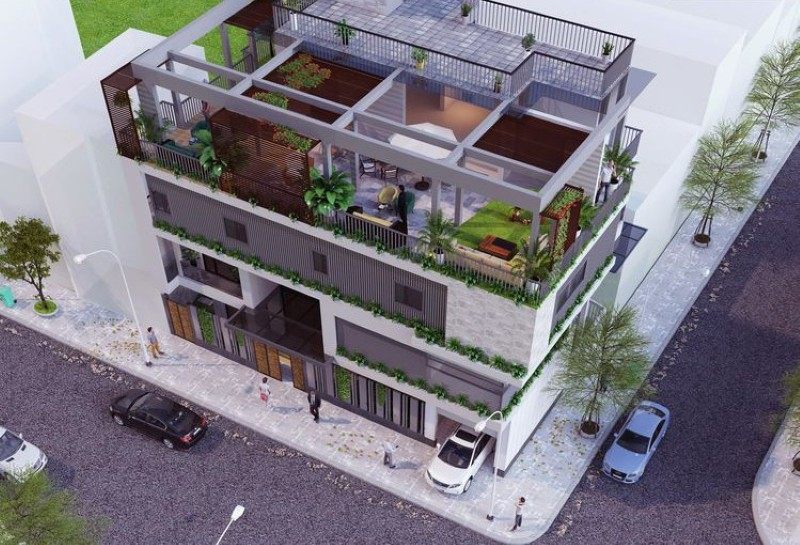 Thiết kế nhà 2 mặt tiền Thiết kế nhà 2 mặt tiền