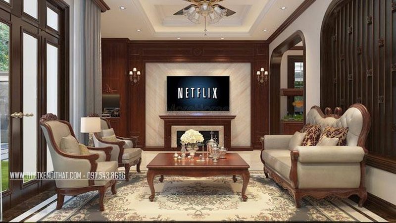Thiết kế nội thất tân cổ điển gỗ Việt