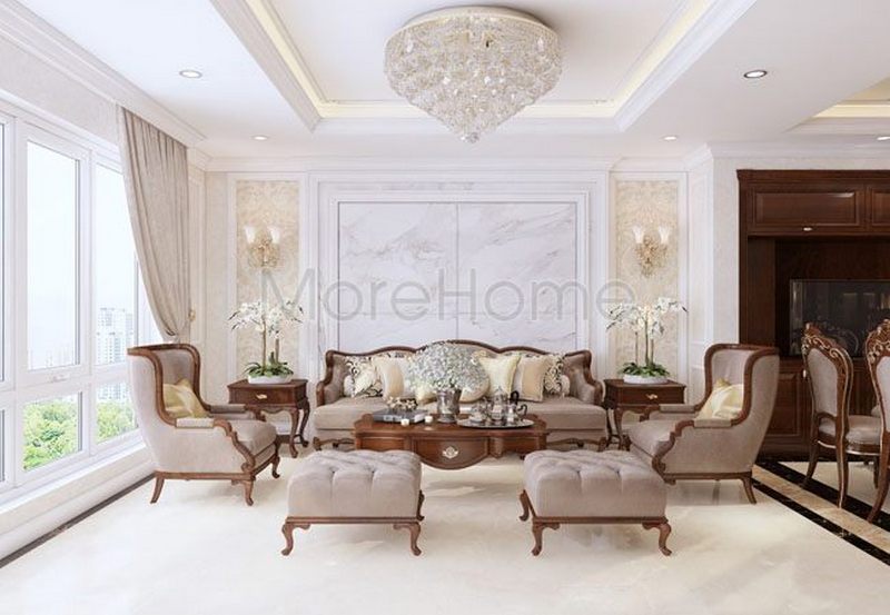 Thiết kế nội thất tân cổ điển gỗ Việt