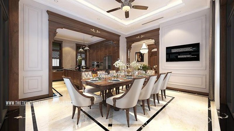 Thiết kế nội thất tân cổ điển gỗ Việt
