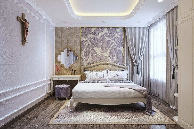 Thiết kế nội thất phòng ngủ tân cổ điển cho chung cư D'.le Roi Soleil Quảng An