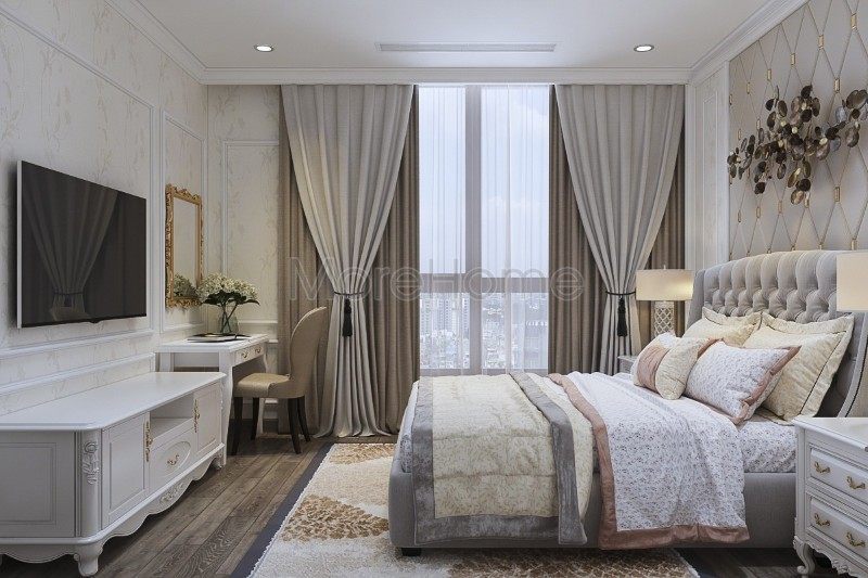 Thiết kế nội thất phòng ngủ tân cổ điển cho chung cư D'.le Roi Soleil Quảng An