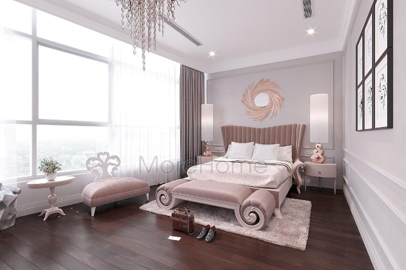 Thiết kế nội thất phòng ngủ tân cổ điển cho chung cư D'.le Roi Soleil Quảng An
