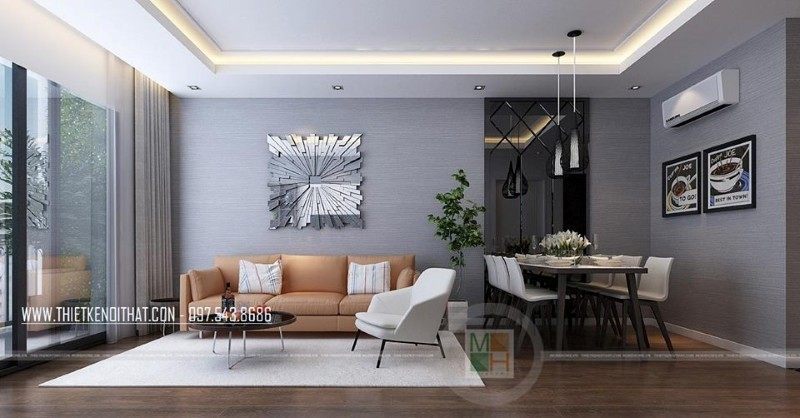 Mẫu thiết kế nội thất phòng khách đẹp cho chung cư D'.le Roi Soleil Quảng An Tân Hoàng Minh