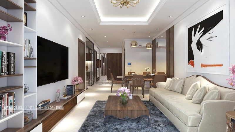 Thiết kế nội thất chung cư 2 phòng ngủ đẹp tại D'.le roi soleil Quảng an