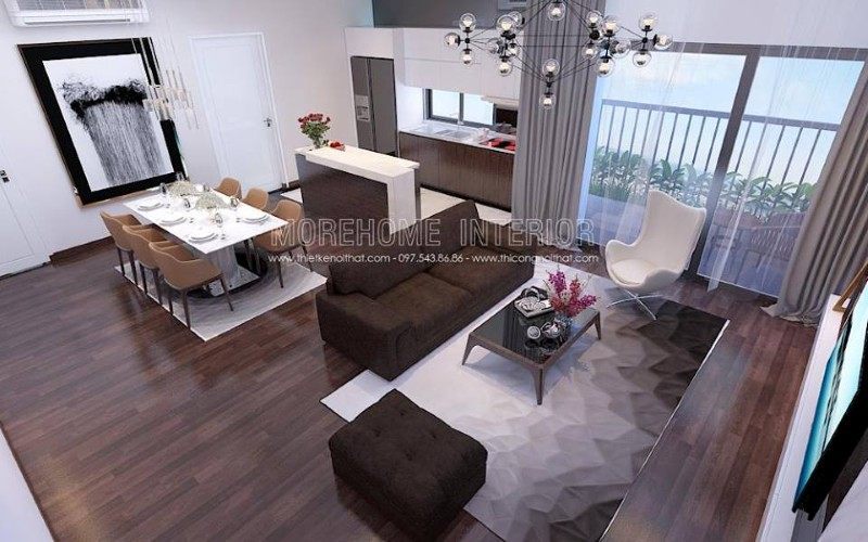 Thiết kế nội thất chung cư 3 phòng ngủ đẹp tại d'le roi soleil Quảng An