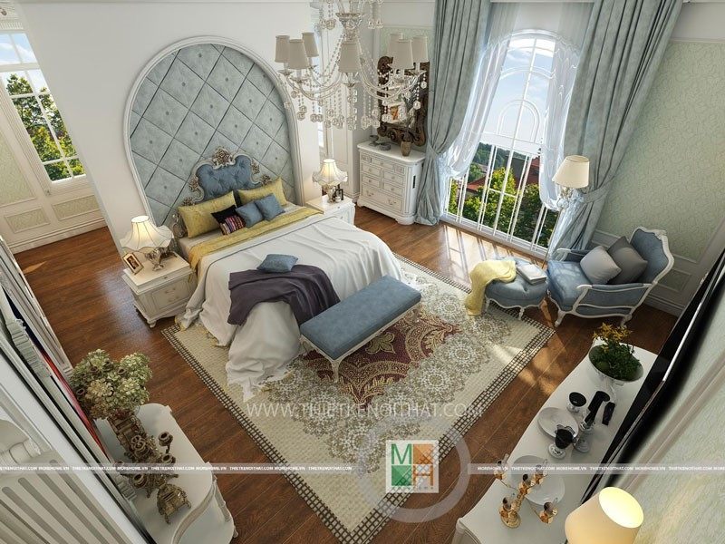 Thiết kế nội thất phòng ngủ tân cổ điển ếm ái, sang trọng như đang tận hưởng cảm giác hoàng gia