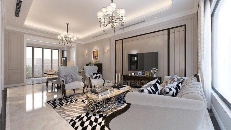 Thiết kế nội thất phòng khách tân cổ điển