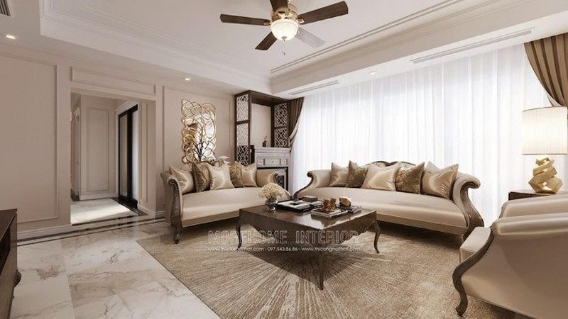 Thiết kế nội thất phòng khách tân cổ điển