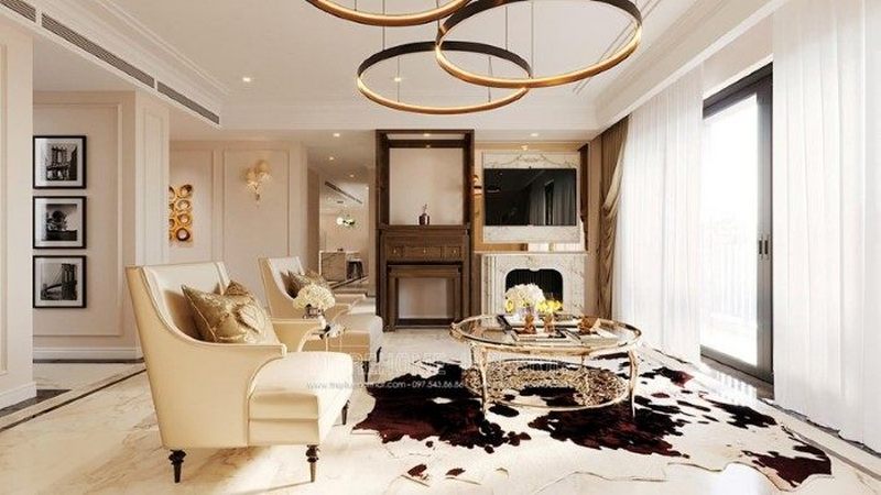Thiết kế nội thất phòng khách tân cổ điển