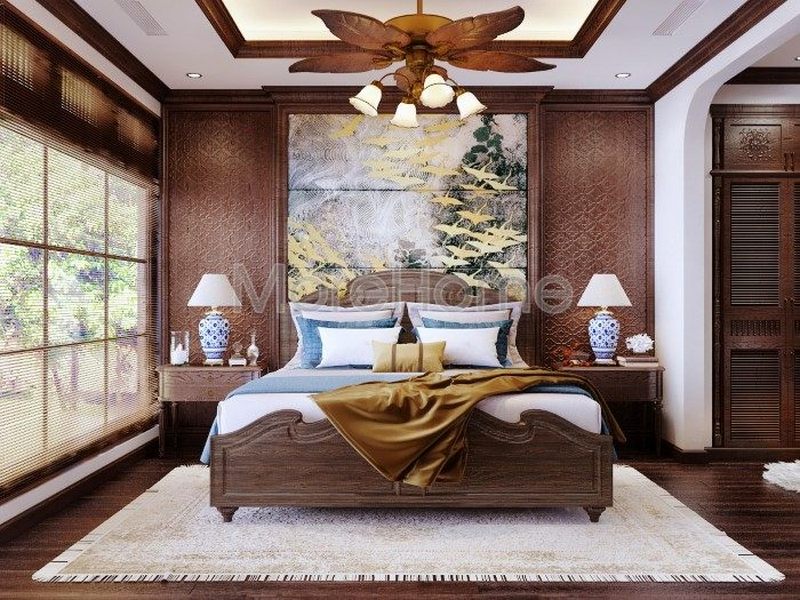 Thiết kế nội thất phòng ngủ gỗ tự nhiên đẹp