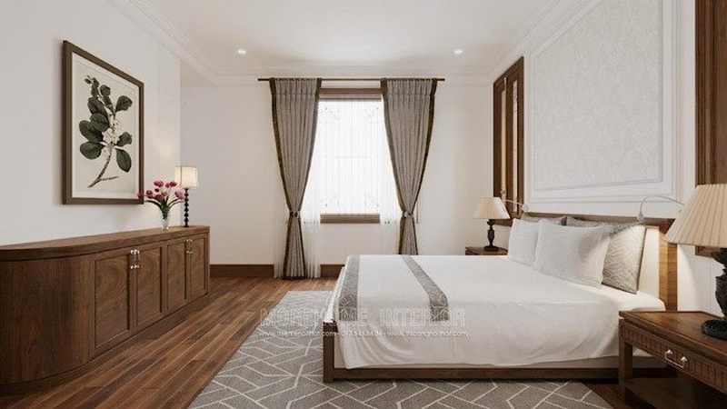 Thiết kế nội thất phòng ngủ gỗ óc chó