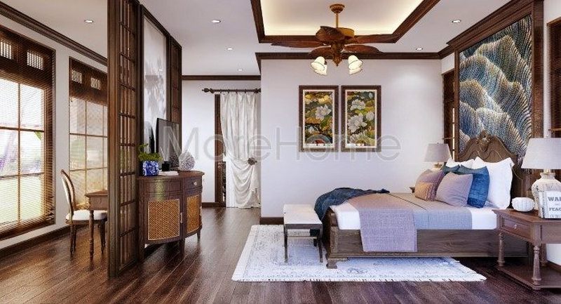 Thiết kế nội thất phòng ngủ gỗ tự nhiên đẹp