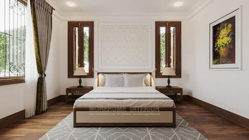 Thiết kế nội thất phòng ngủ gỗ óc chó