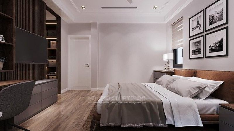 Thiết kế nội thất phòng ngủ gỗ óc chó