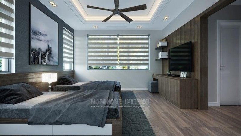 Thiết kế nội thất phòng ngủ gỗ óc chó
