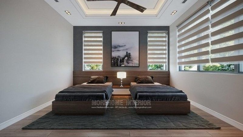 Thiết kế nội thất phòng ngủ gỗ óc chó