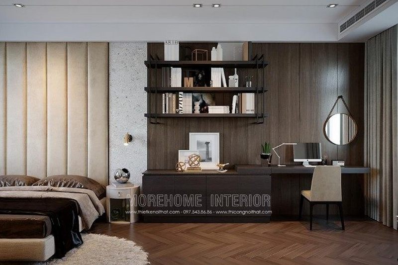 Thiết kế nội thất phòng ngủ có bàn làm việc