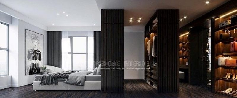 Thiết kế nội thất phòng ngủ liền phòng thay đồ, phòng vệ sinh