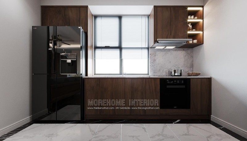 Thiết kế nội thất chung cư gỗ óc chó Thiết kế nội thất chung cư gỗ óc chó