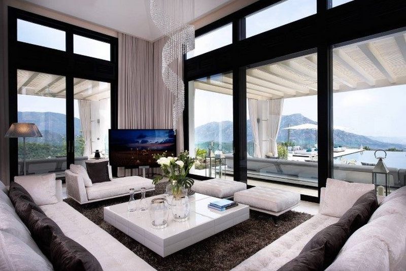 thiết kế nội thất phòng khách thông tầng đẹp