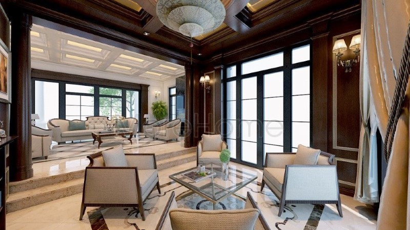 Sofa gỗ óc chó tân cổ điển