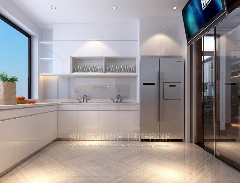 Tủ bếp gỗ công nghiệp chữ L