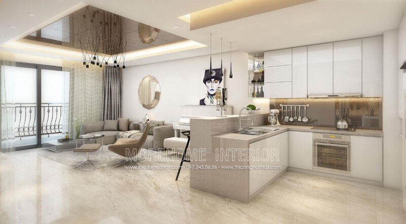 Tủ bếp gỗ công nghiệp chữ L