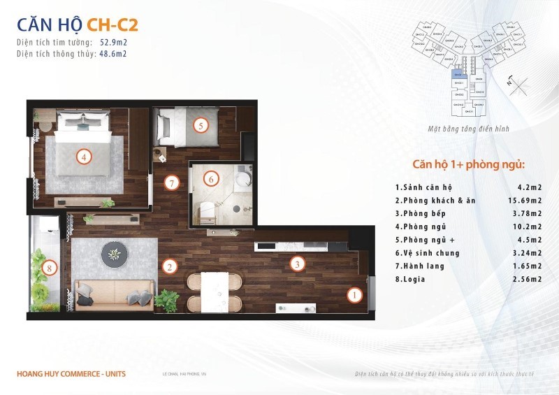 Thiết kế nội thất chung cư Comerce Hoàng Huy Mall