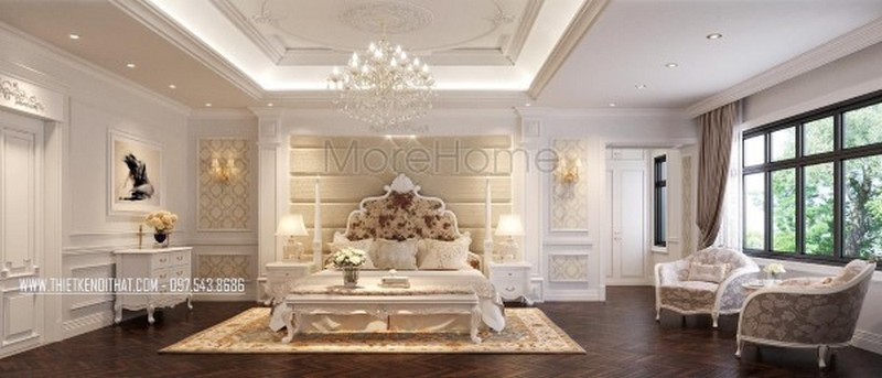Thiết kế phòng ngủ biệt thự tân cổ điển