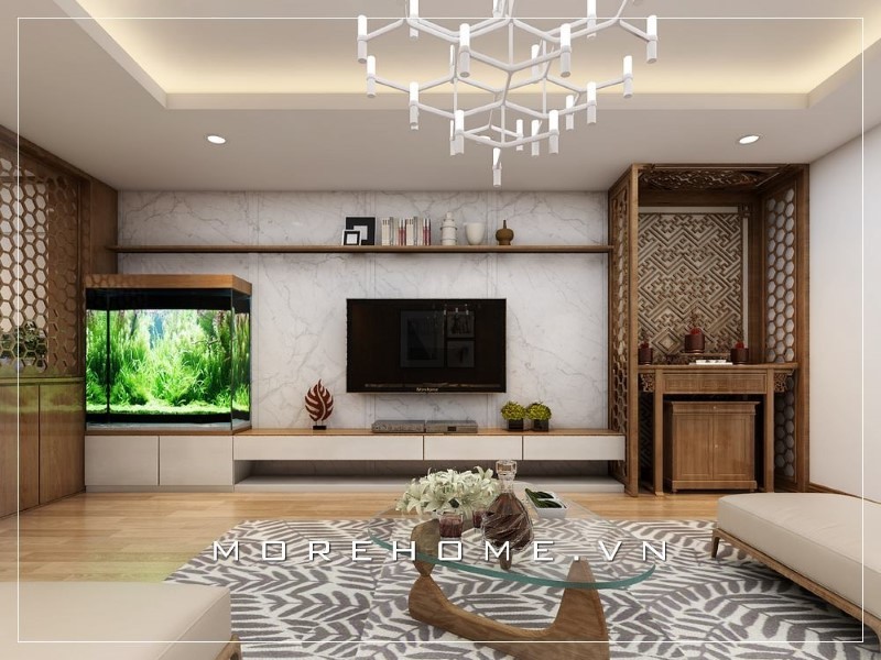 Thiết kế phòng khách nhà ống có bàn thờ Thiết kế phòng khách nhà ống có bàn thờ