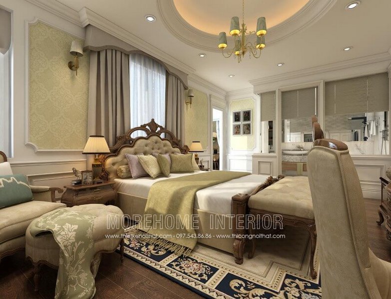 Thiết kế phòng ngủ biệt thự tân cổ điển
