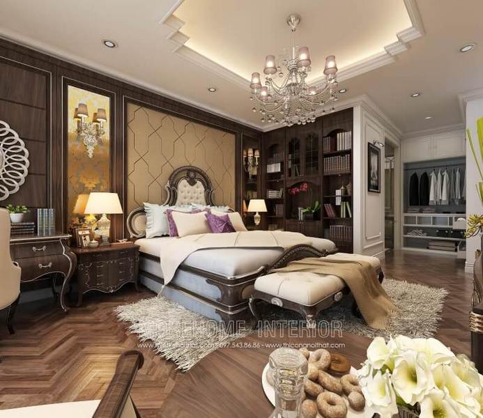 Thiết kế phòng ngủ biệt thự tân cổ điển