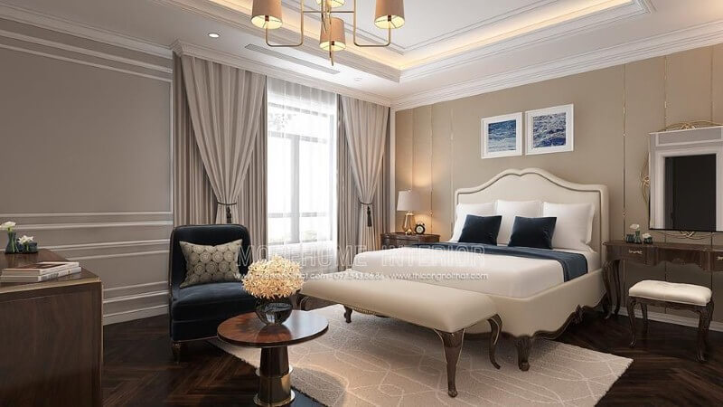 Thiết kế phòng ngủ biệt thự tân cổ điển