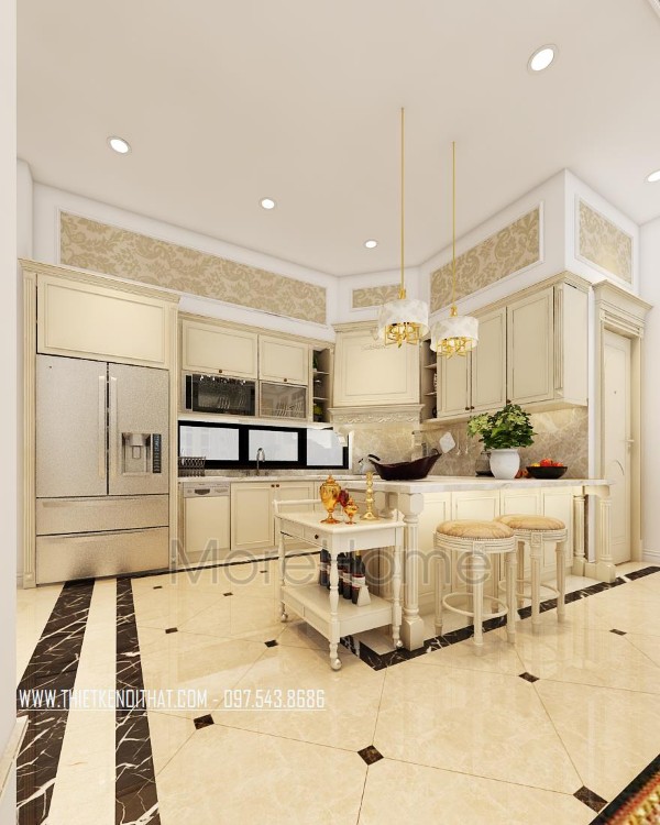 tủ bếp tân cổ điển