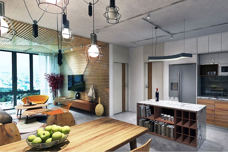 thiết kế nội thất nhà chung cư 70m2 phòng ngủ đa phong cách